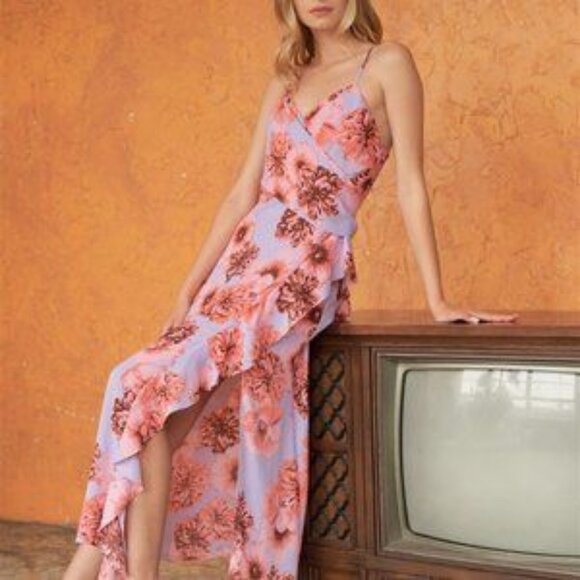 Coral & Lilac Floral Print Maxi Dress - Picture 7 of 8